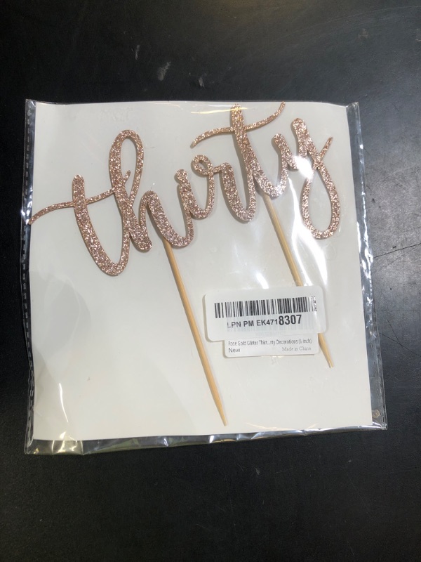 Photo 1 of Rose Gold Glitter Thirty Cake Topper - Cheers to 30 Years Old, 30th Birthday Cake Topper, for 30th Anniversary Party Decorations (6 inch)