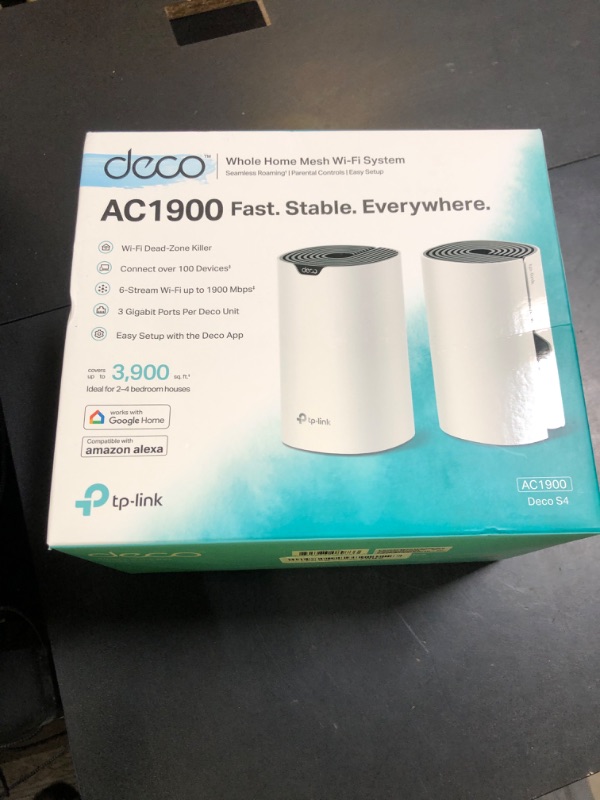 Photo 1 of TP-Link ???? S4 Whole Home Mesh WiFi System - Up to 3,800 Sq.ft. Coverage, AC1900 WiFi Router and Extender Replacement, Parental Controls, 2-Pack