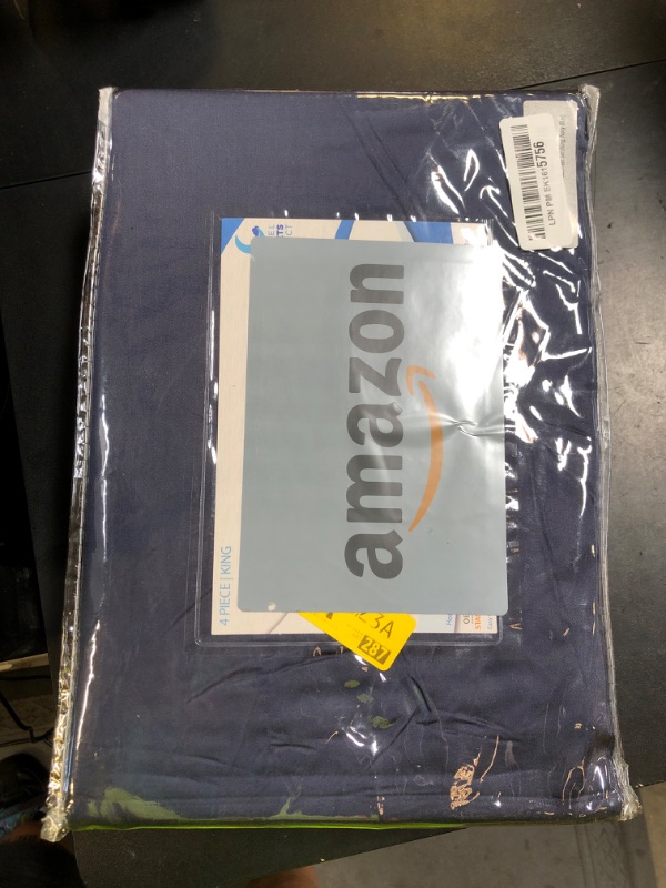 Photo 1 of Hotel Sheets Direct 4 Piece Bed Sheet Set King, 100% Viscose Derived from Bamboo Sheets Set with 2 Pillowcases, Cooling & Breathable Luxury Bedding, Moisture-Wicking & Silky Soft Texture, Navy Blue