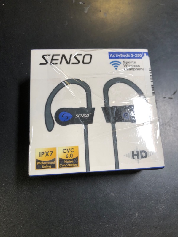 Photo 1 of Senso Bluetooth Headphones, Best Wireless Sports Earphones w/Mic IPX7 Waterproof HD Stereo Sweatproof Earbuds for Gym Running Workout 8 Hour Battery Noise Cancelling Headsets (Black Blue)