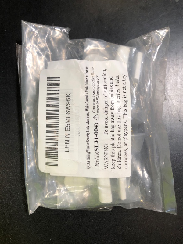 Photo 1 of QCAA Single Small Sliding Window Security Lock, Aluminum, White Coated, 4 Pack, Made in Taiwan