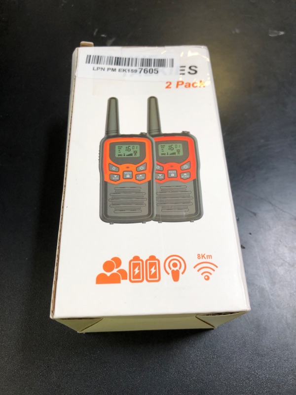 Photo 1 of Walkie Talkies, MOICO Long Range Walkie Talkies for Adults with 22 FRS Channels, Family Walkie Talkie with LED Flashlight VOX LCD Display for Hiking Camping Trip (Orange 2 Pack)
