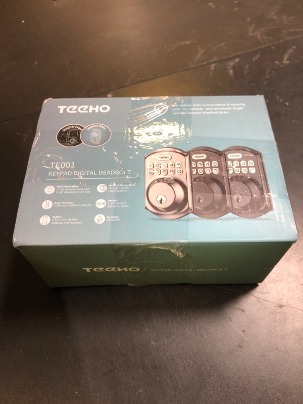 Photo 1 of TEEHO TE001 Keyless Entry Door Lock with Keypad - Smart Deadbolt Lock for Front Door with 2 Keys - Auto Lock - Easy Installation - Satin Nickel