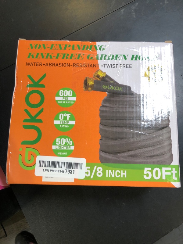 Photo 1 of GUKOK 2025 Upgraded 50FT Non-Expanding Garden Hose, Ultra-Light & Flexible Water Hose - Burst-Resistant, Kink-Free, High-Pressure, All-Weather Use for Lawns, Gardens, and Outdoor Cleaning