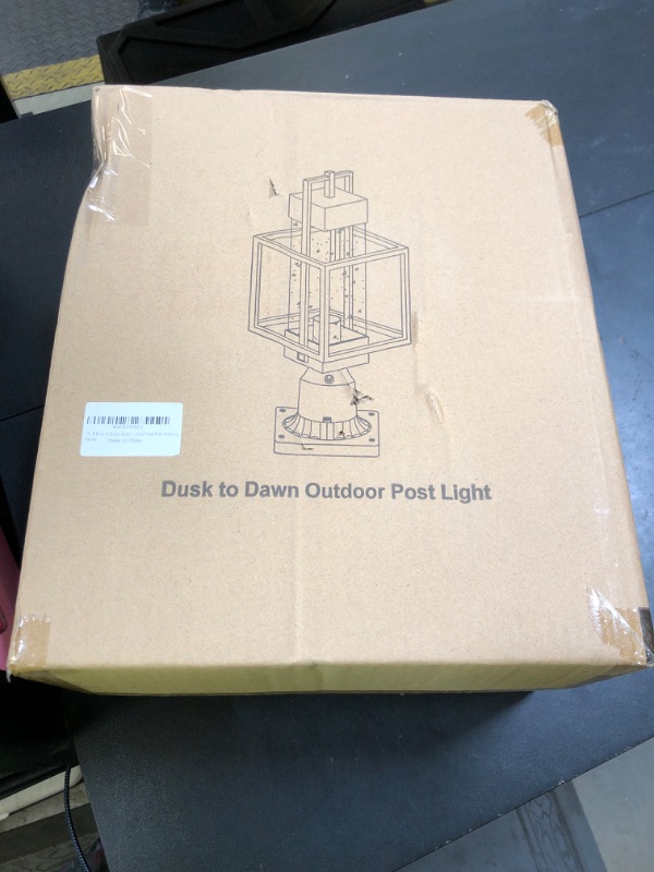 Photo 1 of 18" H Dusk to Dawn Outdoor Post Light Fixture Hardwired 120V, Waterproof Aluminum Pole Light with Pier Mount Base, Matte Black Exterior Lamp Post Lantern with Water Glass for Garden Yard Patio Path