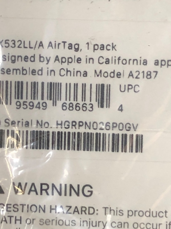 Photo 1 of Apple AirTag. Keep Track of and find Your Keys, Wallet, Luggage, Backpack, and More. Simple one-tap Set up with iPhone or iPad