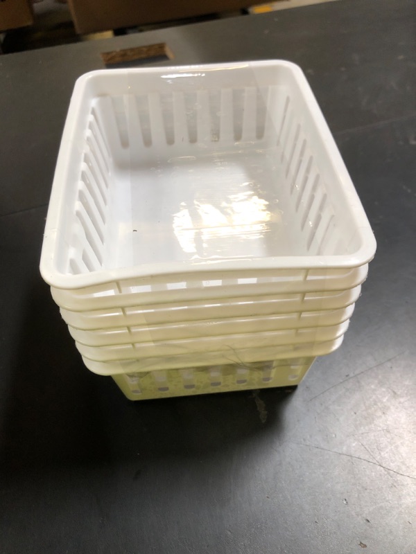 Photo 1 of Tribello Mini Plastic Baskets for Organizing, White Drawer/Closet Storage Tray, Size 6 x 5 x 2 - Pack of 6 - Made in USA