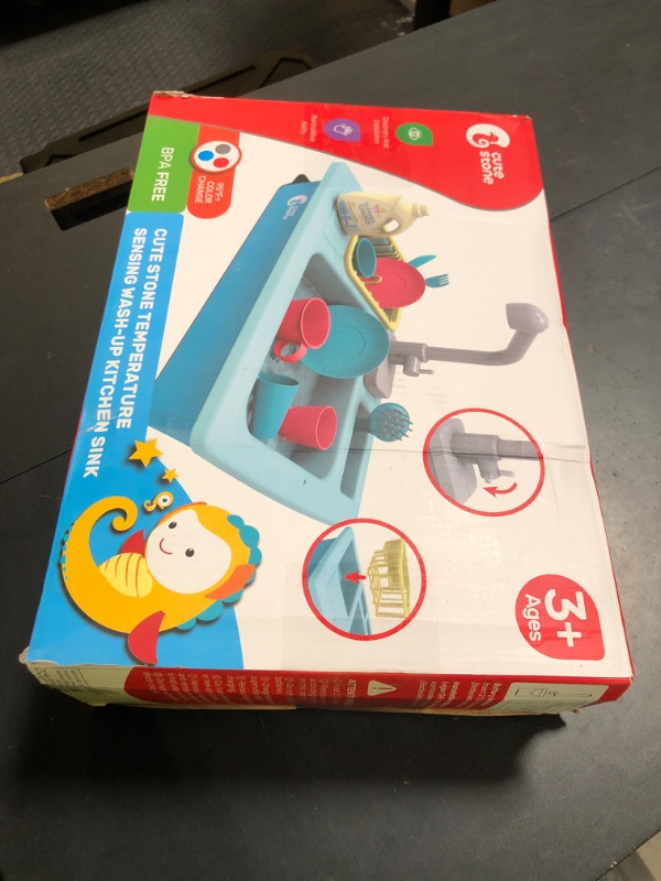 Photo 1 of CUTE STONE Color Changing Kitchen Sink Toys, Children Electric Dishwasher Playing Toy with Running Water, Upgraded Faucet, Automatic Water Cycle System Play House Pretend Role Play Toys for Boys Girls