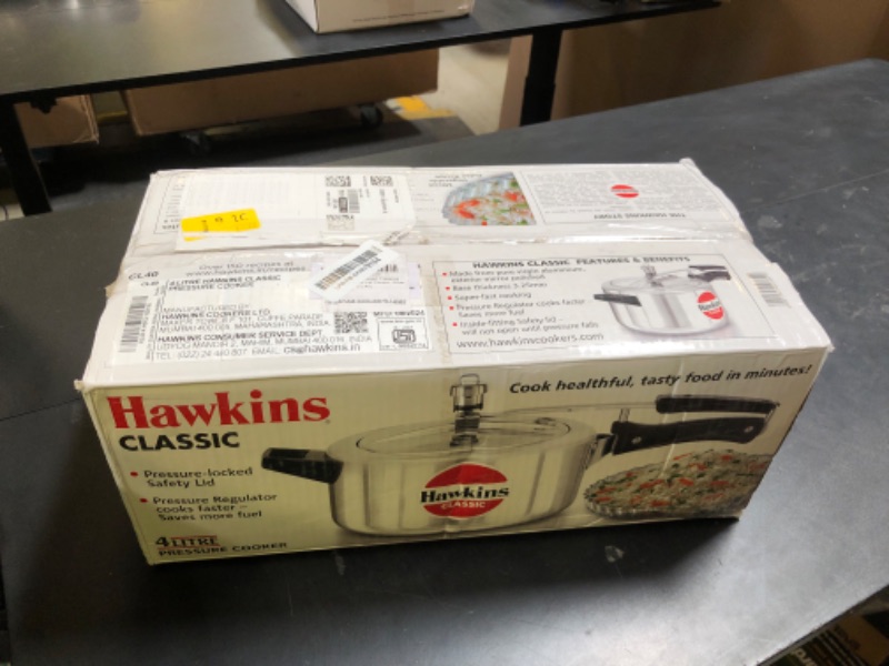 Photo 1 of Hawkins 4 Litre Classic Pressure Cooker, Best Inner Lid Cooker, Silver (CL40)