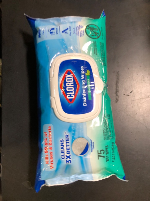 Photo 1 of Clorox Disinfecting Wipes, Bleach Free, Household Essentials, Fresh Scent, Moisture Seal Lid, 75 Cleaning Wipes, Pack of 3 (New Packaging)