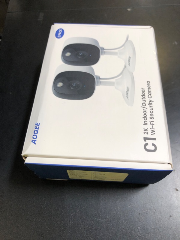 Photo 1 of AOQEE 2K Cameras for Home Security-Outdoor/Indoor Camera for Dog/Cat/Pet/Nanny/Baby, Color Night Vision, White Light, Siren, 24/7 SD Recordings, Works with Alexa/Google Home, C1-White-2P (2.4Ghz WiFi)
