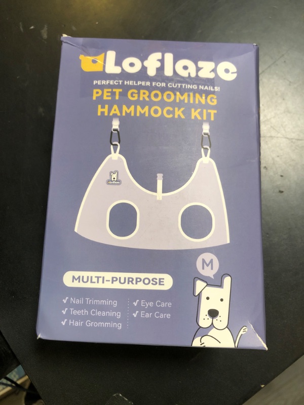 Photo 1 of Loflaze Dog Grooming Hammock Harness for Dogs & Cats with Pet Nail Clipper Trimmer - Cat Hanger Sling for Trimming Clipping Nails- Dog Hammock Restraint Bag for Small Medium Large pet ? Grey M ?