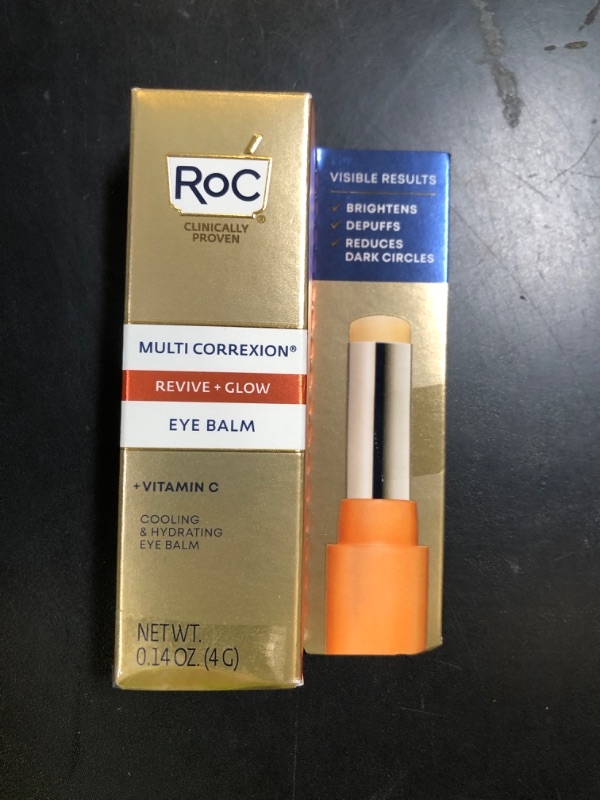 Photo 1 of RoC Multi Correxion Revive + Glow Vitamin C Eye Balm (0.14 oz) with Retinol Eye Cream Packette