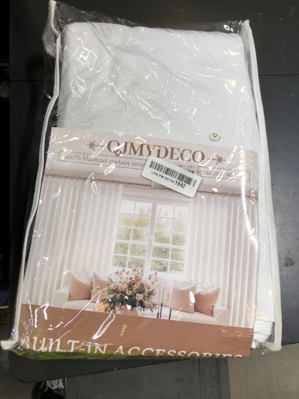 Photo 1 of Bright White Blackout Patio Door Curtains 90 Inches Long 2 Panels Set, Cute White Cottage Core Pleated Thick Linen Curtain for Kids Bedroom Nursery Windows Room Darkening Insulated Drapes Back Tab