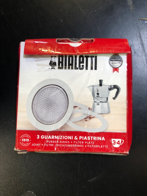 Photo 1 of Bialetti Spare Parts, Includes 3 Gaskets and 1 Plate, Compatible with Moka Express, Fiammetta, Break, Happy, Dama, Moka Melody, Alpina, Moka Timer and Rainbow (3/4 Cups)