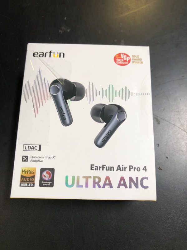 Photo 1 of EarFun Air Pro 4 Adaptive Hybrid Noise Canceling Wireless Earbuds, Qualcomm Snapdragon Sound, aptX™ Lossless, 6 Mics AI CVC 8.0 Call, LDAC Hi-Res Audio, 52H Playtime, Bluetooth 5.4, in-Ear Detection