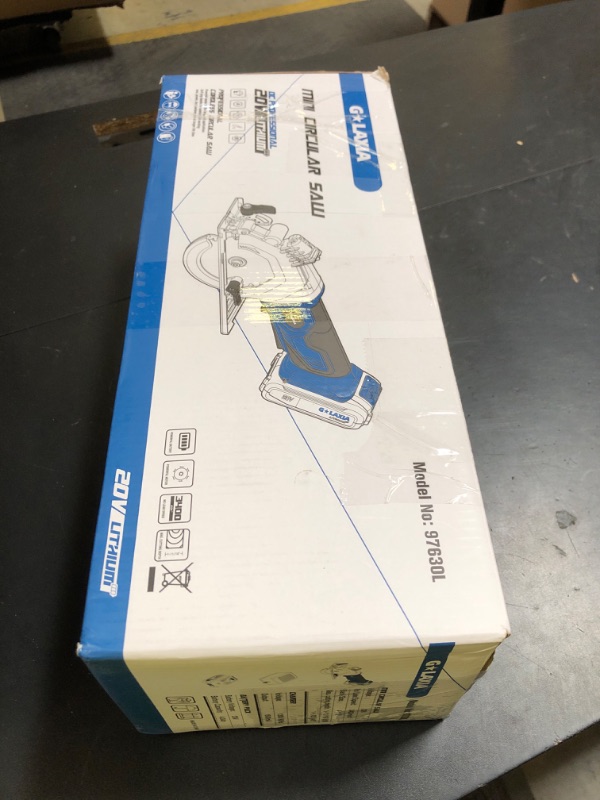 Photo 1 of G LAXIA Mini Circular Saw, 4-1/2" 3400RPM Compact Cordless Circular Saw with 4.0A Battery, Laser Guide, Rip Guide, Mini Table Saw with 2Pcs Blades for Wood, Soft Metal and Plastic Cuts