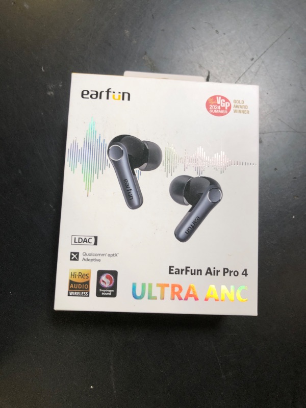 Photo 1 of EarFun Air Pro 4 Adaptive Hybrid Noise Canceling Wireless Earbuds, Qualcomm Snapdragon Sound, aptX™ Lossless, 6 Mics AI CVC 8.0 Call, LDAC Hi-Res Audio, 52H Playtime, Bluetooth 5.4, in-Ear Detection