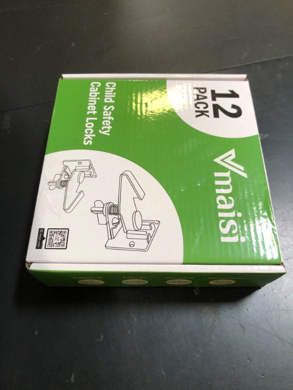 Photo 1 of 12 Pack Cabinet Locks Child Safety Latches - Vmaisi Baby Proofing Cabinets Drawer Lock with Adhesive Easy Installation - No Drilling or Extra Screws (White)