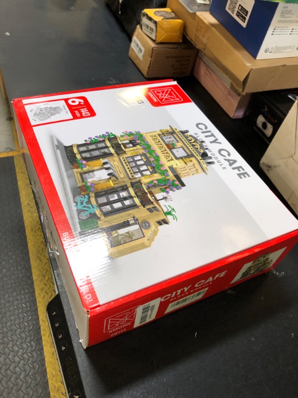 Photo 1 of CAMPIR City Cafe Building Block Set with LED Light, 1443 PCS Modular Architecture Three Story City Cafe Building Blocks Toys Cafe Construction Model for Kids, Teens and Adults