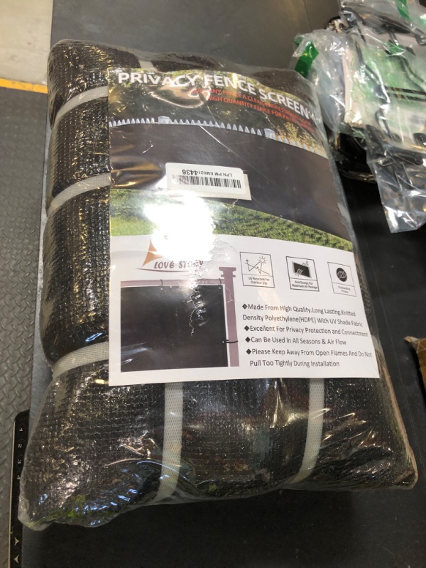 Photo 1 of LOVE STORY 6'x 50' Fence Privacy Screen Outdoor Mesh Fencing Covers Screen Fence Wind Block with Grommets for Patio Garden Wall Backyard, Black (We Make Custom Size)