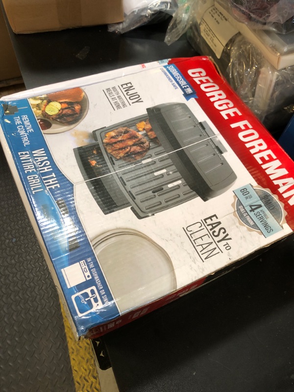 Photo 1 of George Foreman® Fully Submersible™ Grill, NEW Dishwasher Safe, Wash the Entire Grill, Easy-to-Clean Nonstick, Black/Grey