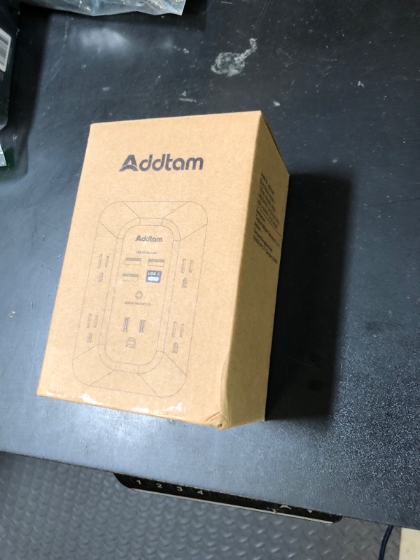 Photo 1 of USB Wall Charger Surge Protector - Addtam 5 Outlet Extender with 4 USB Charging Ports (1 USB C), 3-Sided 1800J Power Strip Multi Plug Outlets Adapter Widely Spaced,Black