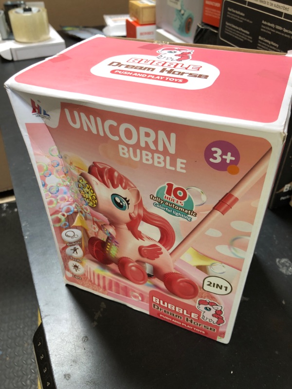 Photo 1 of Bubble Lawn Mower for Toddlers 1-3: Rechargeable Unicorn Bubble Machine for Kids| Portable Bubble Toys with 2 Batteries and Bubble Solution| Push Gardening Toys, Birthday Gifts for Girls Age 1 2 3+