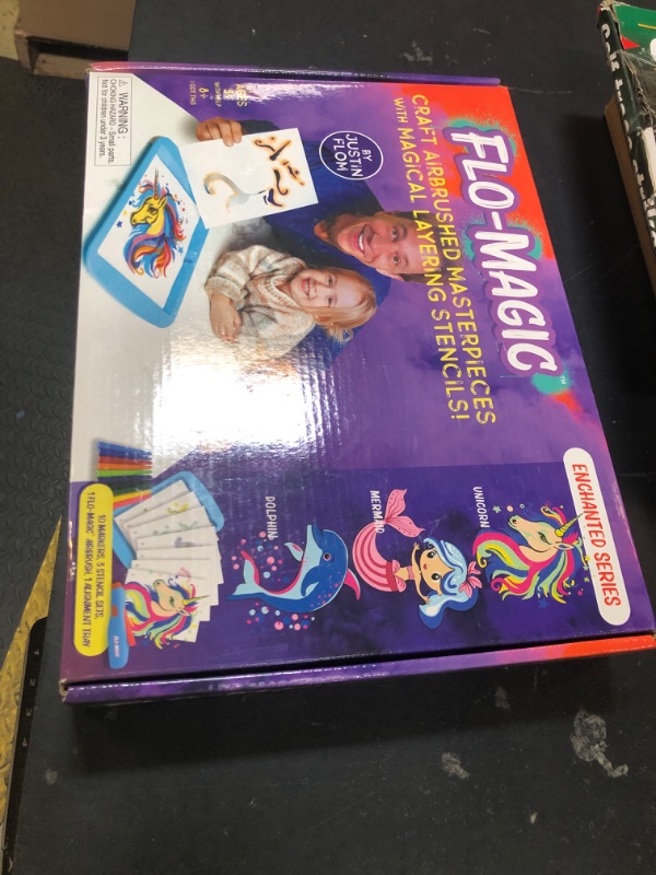 Photo 1 of Flo-Magic Enchanted Airbrush Marker Stencil Art Kit- Unicorn, Mermaid, Dolphin- Washable Non-Toxic, Rechargeable- Craft kit for Kids Age 5 6 7 8 9 10