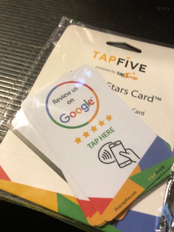 Photo 1 of Google Review Tap Cards (5-Pack) by TapFive - Tap for Instant Reviews - All Phones Compatible - Reusable Smart Tap NFC & QR - Boost Business Reviews - Powered by TapFive (5 Card Pack)