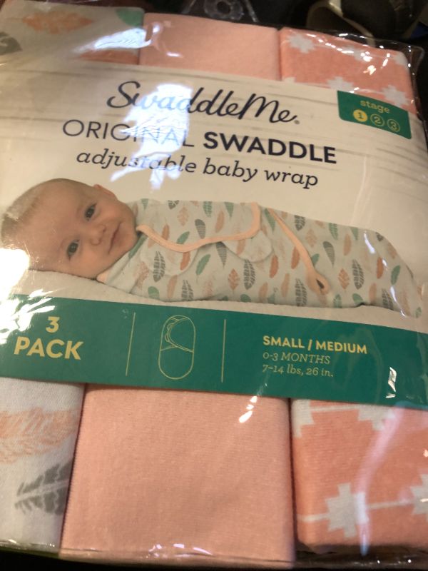 Photo 1 of SwaddleMe by Ingenuity Original Swaddle, 100% Cotton, Improves Sleep & Calms Startle Reflex, 0-3 Months, 1.0 TOG, 3-Pack, Baby Swaddle Blanket - Coral Days