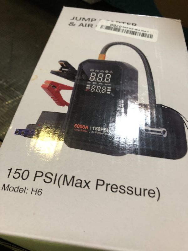 Photo 1 of 10-in-1 Jump Starter with Air Compressor 5000A 26800mAh 150PSI Portable Car Battery Jump Starter (All Gas/12L Diesel), 12V Jump Box Car Battery Jumper Starter Portable Jumper Cables, Lights