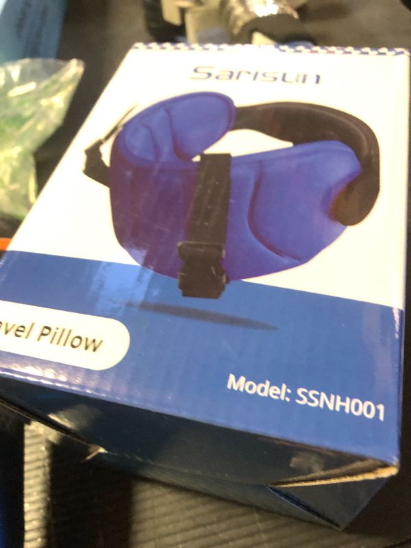 Photo 1 of SARISUN Airplane Pillow Combo with Chin Strap, Travel Pillows for Airplanes with Sleep Eye Mask, Plane Pillow for Long Flights, Car Road Trip, 360° Headrest, Stop Bobblehead, FSA HSA Eligible, Black