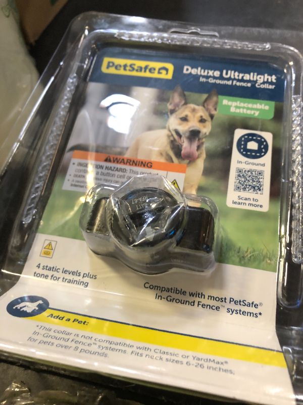 Photo 1 of PetSafe Deluxe Ultralight Pet Fence Receiver Collar Electric Dog Containment, In Ground Dog Fence Waterproof Feature, Low Battery Indicator, Pet Collars for Dogs Collar Receiver