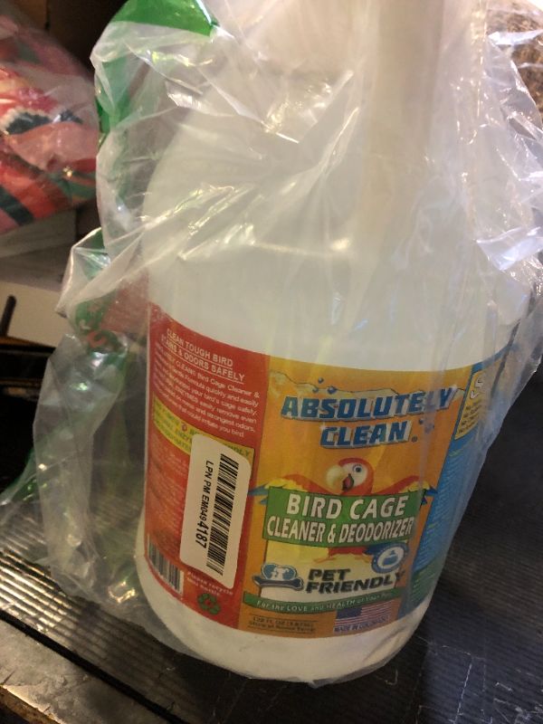 Photo 1 of Absolutely Clean Amazing Bird Cage Cleaner and Deodorizer - Just Spray/Wipe - Safely & Easily Removes Bird Messes Quickly and Easily - Made in The US - Fragrance Free - 128oz Gallon