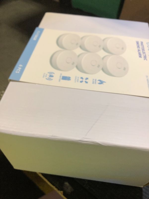 Photo 1 of Ecoey  Alarm Fire Detector, Battery Included Photoelectric Smoke Detector with Test Button and Low Battery Signal, Small Fire Alarm for Home, Bedroom FJ136GB, 6 Packs