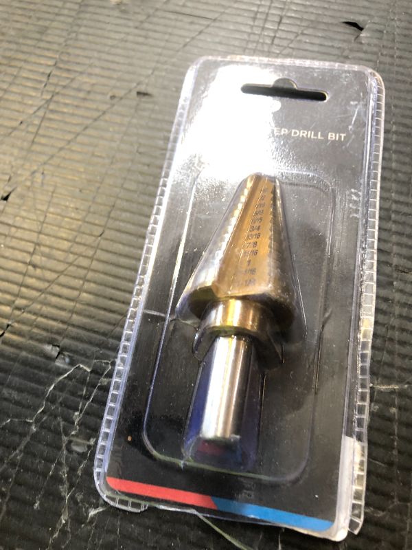 Photo 1 of NEIKO 10189A Titanium Step Drill Bit, High-Speed Alloy Steel Bit, Hole Expander for Wood and Metal, 12 Step Sizes from 7/16 Inches to 1 1/8 Inches