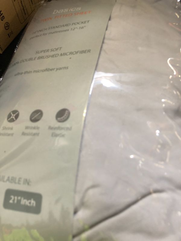 Photo 1 of Cathay Home Luxury Wrinkle and Fade Resistant Double Brushed Ultra Soft Microfiber 14-Inch Standard Pocket Single Fitted Sheet, Light Gray, Twin