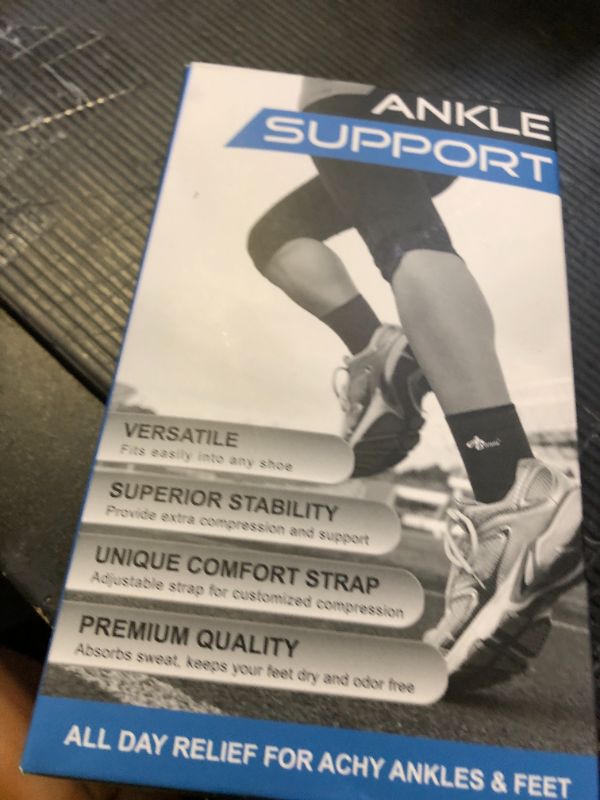 Photo 1 of ABIRAM Ankle Brace for Women & Men, Ankle Compression Sleeve, Foot Sleeve with Strap (1 Pair), Ankle Support for Sprained Foot & Arch, Plantar Fasciitis Relief Socks, Achilles Tendonitis, Sports