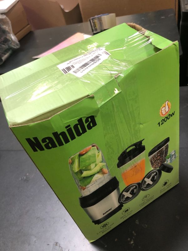 Photo 1 of Nahida Blender for Smoothies, 1200W Smoothie Blender for Ice Crushing, Blenders with (2) 6-Fin Blades, Personal Blenders for Kitchen with 23oz, 32oz, 37oz Easy Go Cups for Juices, Silver