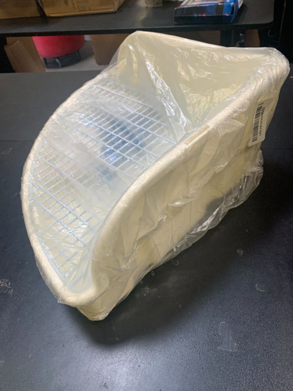 Photo 1 of PINVNBY Large Rabbit Litter Box Bunny Corner Toilet Box Small Animal Cage Toilet Pet Potty Trainer Bigger Pan Fan Shape Box for Adult Guinea Pigs Chinchilla Ferret Galesaur (White)