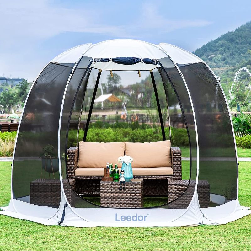 Photo 1 of LEEDOR Pop Up Screen House, 6-10-15 Person Outdoor Screen Tent?Camping Screen Room with Carry Bag, Screened Gazebo with Mosquito Netting, Instant UV Resistant Sun Shelter for Garden, Patio, Backyard
