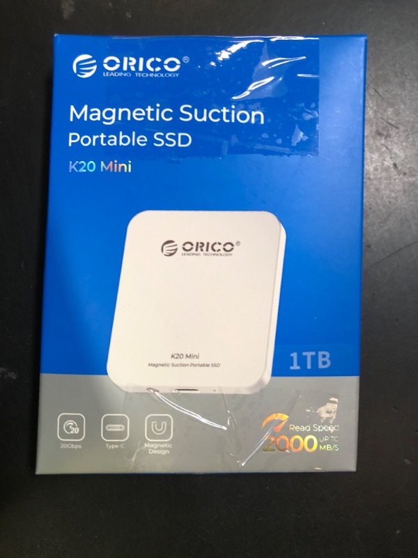 Photo 1 of ORICO 1TB Magnetic External SSD, Aluminum Alloy, Up to 2000MB/s, 4K 120Hz ProRes HDR Record and Store, External Solid State Drive, Compatible with iPhone 16 Pro Max, Tablet, Computer - K20MINI