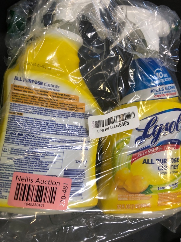 Photo 1 of Lysol All Purpose Cleaner Spray, Multi-Purpose Disinfecting Spray, Kitchen & Bathroom Cleaner, Lemon Breeze Scent, 32 Fl Oz (Pack of 2)