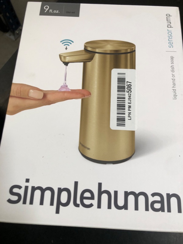 Photo 1 of simplehuman 9 oz. Touch-Free Automatic Rechargeable Sensor Pump, Brass Stainless Steel, New