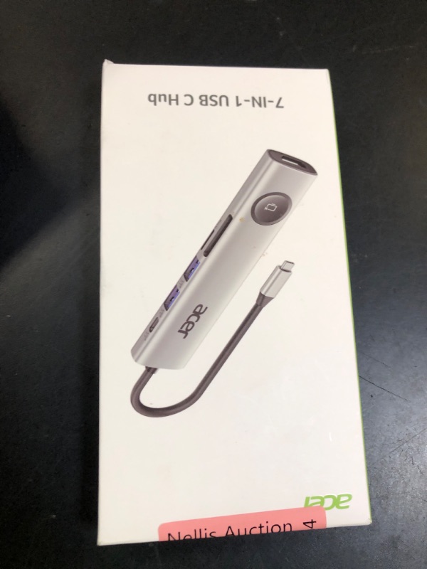 Photo 1 of Acer USB C HUB Multiport Adapter, 7 in 1 USB-C to HDMI Adapter with 4K@60Hz, 100W PD, 5Gbps 2*USB-A 3.1, 1*Type-C 3.1, SD Card Reader Type C Dongle for iPhone 16/15, MacBook Pro/air, iPad, Acer(Black)