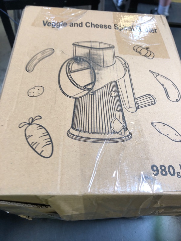 Photo 1 of Cheese Grater With Hand Crank Countertop For Kitchen?Grater Shredder With Handle For Kitchen Rotating?Vegetable Slicer?Nuts Grinder Cheese Shredder with Clean Brush(5 Blades Matcha Color)