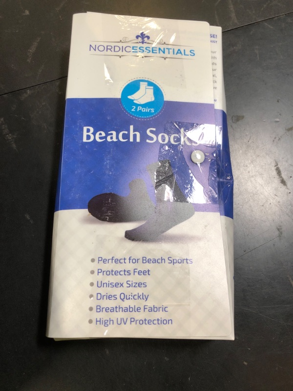 Photo 1 of Nordic Essentials Beach Socks - Sand sports - Volleyball, Soccer, Snorkeling - Kids, Women, Men 1 Yr Warranty (4, Black + Blue, Small)
