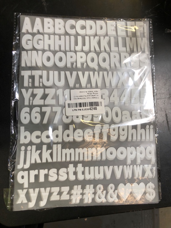 Photo 1 of 1 inch Iron on Letters and Numbers for Clothing, 5 Sheets 755 Pieces Uppercase and Lowercase A-Z, 0-9 - PU Vinyl Heat Transfer Alphabet Stickers for Fabric T-Shirt Designs DIY Crafts