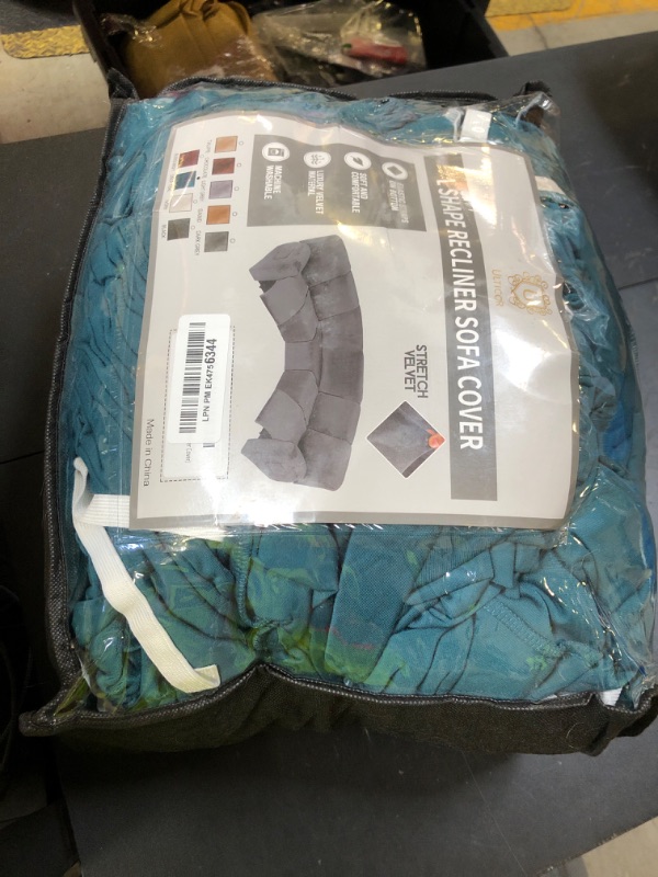 Photo 1 of ULTICOR Velvet 7-Piece Sectional Recliner Sofa Cover (Deep Teal, L Shape 5 Seat, Sturdy, Soft, Washable)